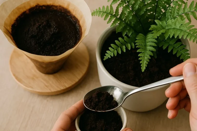 borra de café nas plantas