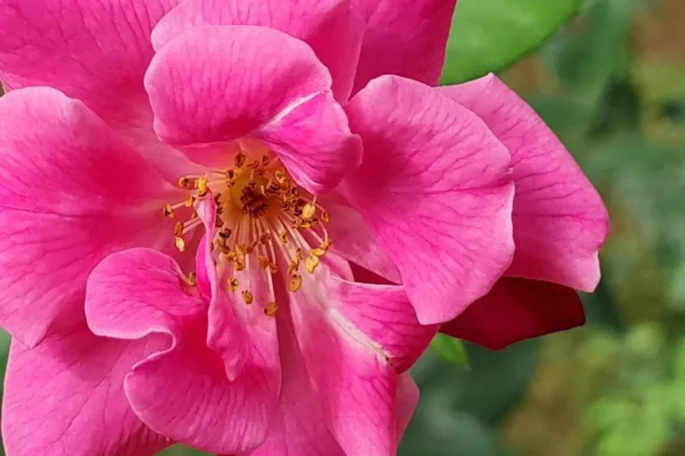 rosa com pétalas rosa e centro amarelo