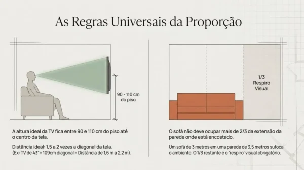 proporção de altura da sala de estar