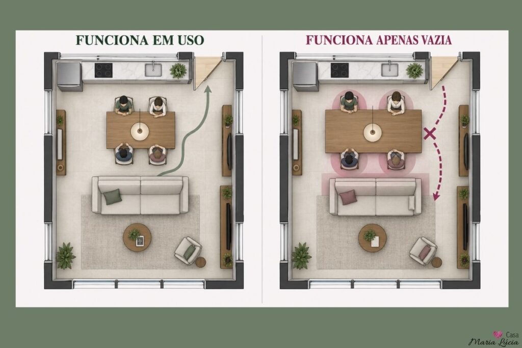 sala de estar e jantar em sequência